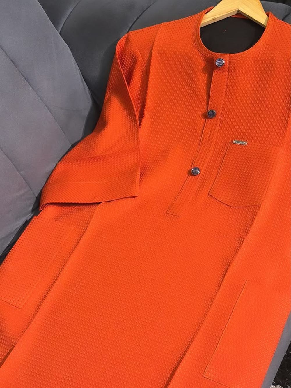 The Amber Weave — textured orange tunic